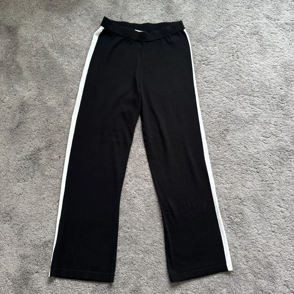 Michael Kors Black Wide-leg Pants with White Accents